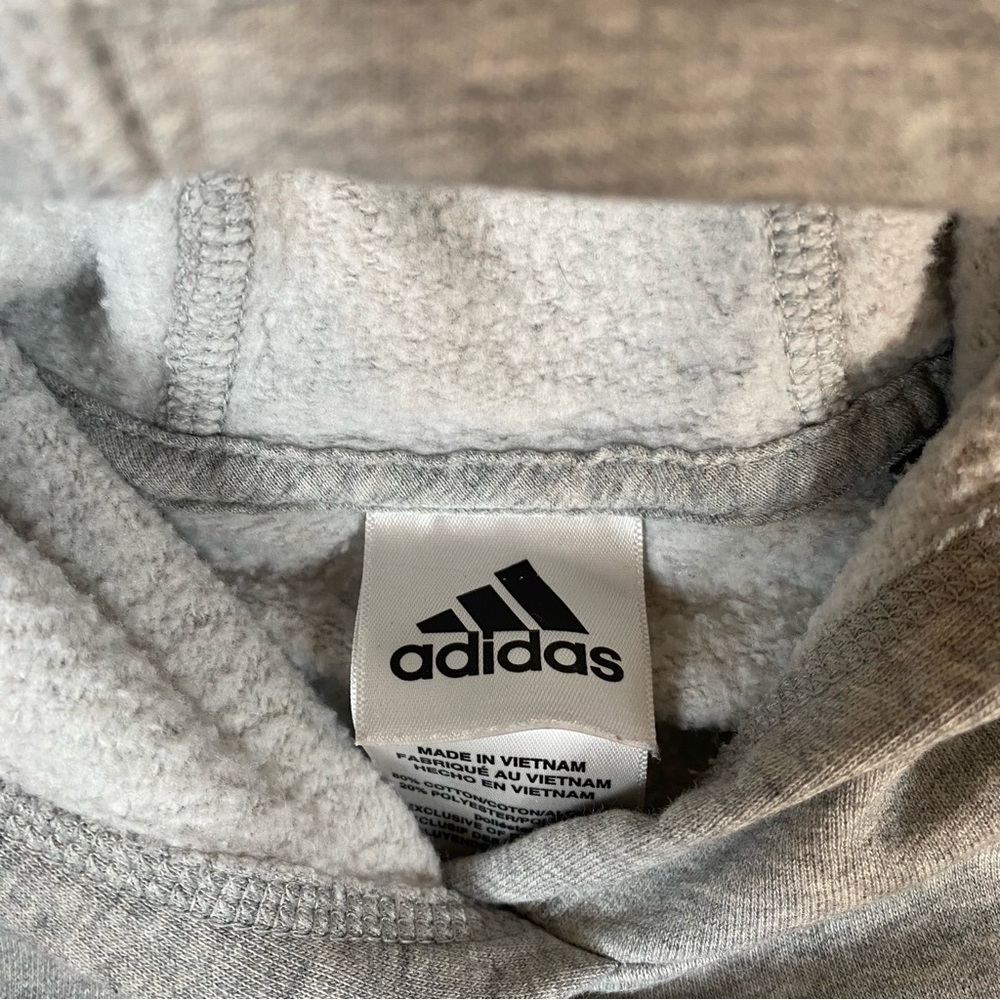 Adidas Embroidered Heathered Gray/Black Hoodie Sweatshirt Boys Size M (10-12) - Picture 5 of 11